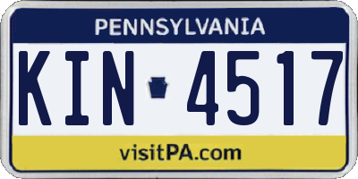 PA license plate KIN4517