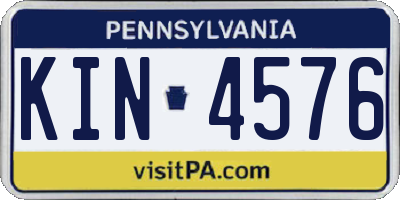 PA license plate KIN4576