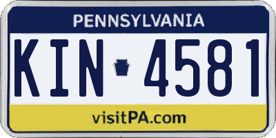 PA license plate KIN4581