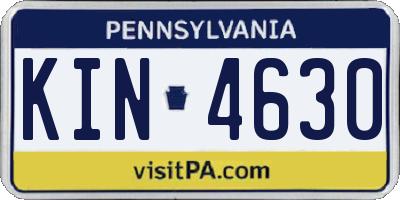 PA license plate KIN4630