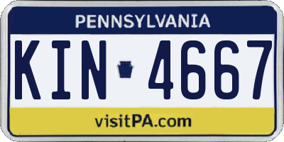 PA license plate KIN4667