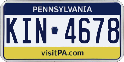 PA license plate KIN4678