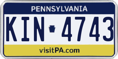 PA license plate KIN4743