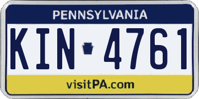 PA license plate KIN4761