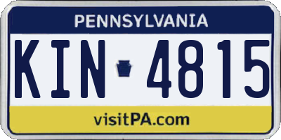 PA license plate KIN4815