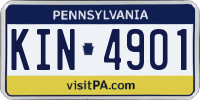 PA license plate KIN4901
