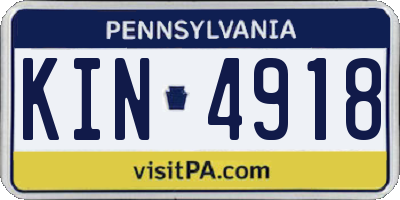 PA license plate KIN4918