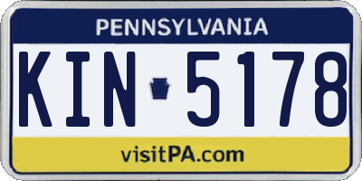 PA license plate KIN5178