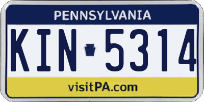 PA license plate KIN5314