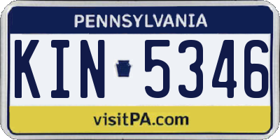 PA license plate KIN5346