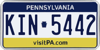 PA license plate KIN5442