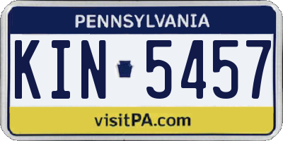 PA license plate KIN5457