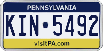 PA license plate KIN5492