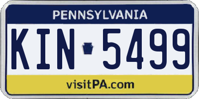 PA license plate KIN5499