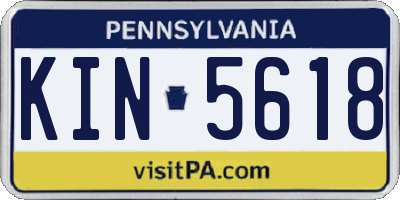 PA license plate KIN5618