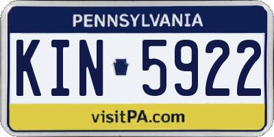 PA license plate KIN5922