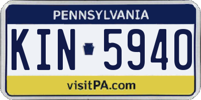 PA license plate KIN5940