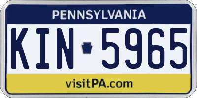 PA license plate KIN5965