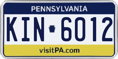 PA license plate KIN6012
