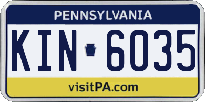 PA license plate KIN6035