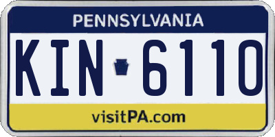 PA license plate KIN6110