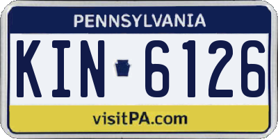 PA license plate KIN6126