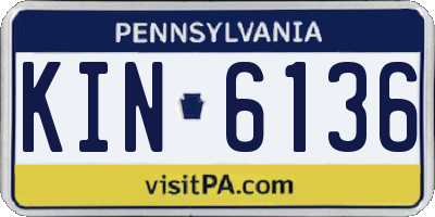 PA license plate KIN6136