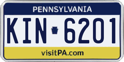 PA license plate KIN6201