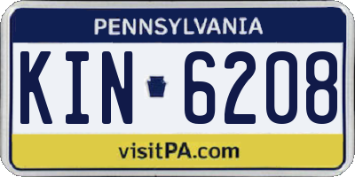 PA license plate KIN6208
