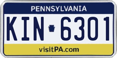 PA license plate KIN6301