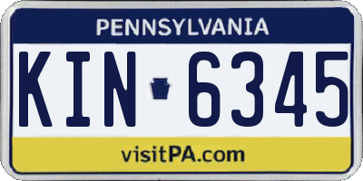 PA license plate KIN6345