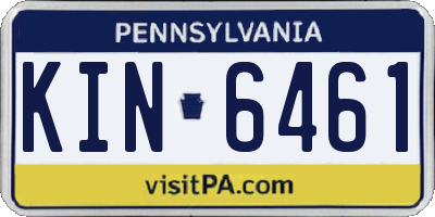PA license plate KIN6461