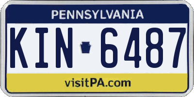 PA license plate KIN6487