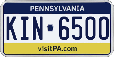 PA license plate KIN6500