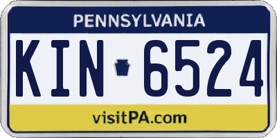 PA license plate KIN6524