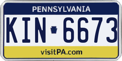 PA license plate KIN6673