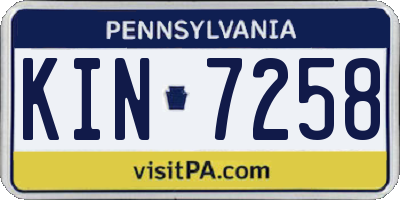 PA license plate KIN7258