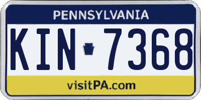 PA license plate KIN7368