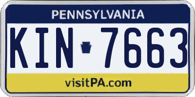 PA license plate KIN7663