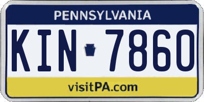 PA license plate KIN7860