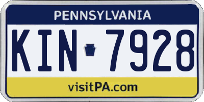 PA license plate KIN7928