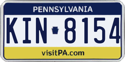 PA license plate KIN8154