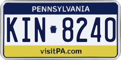 PA license plate KIN8240