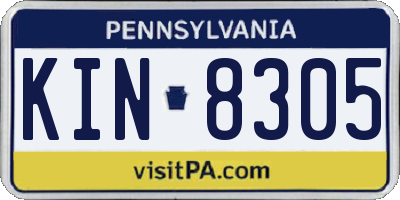 PA license plate KIN8305
