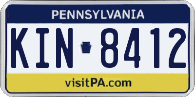 PA license plate KIN8412