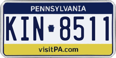 PA license plate KIN8511