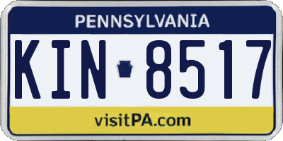 PA license plate KIN8517