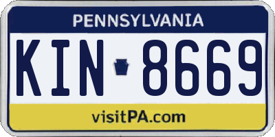 PA license plate KIN8669