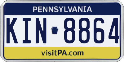 PA license plate KIN8864