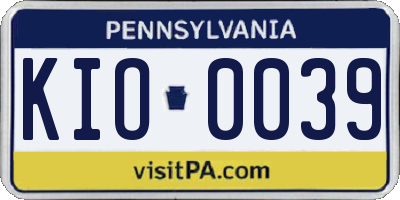 PA license plate KIO0039